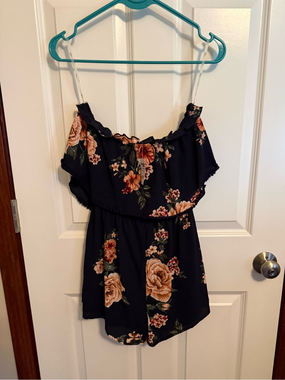 Navy Floral Off-Shoulder Women’s romper